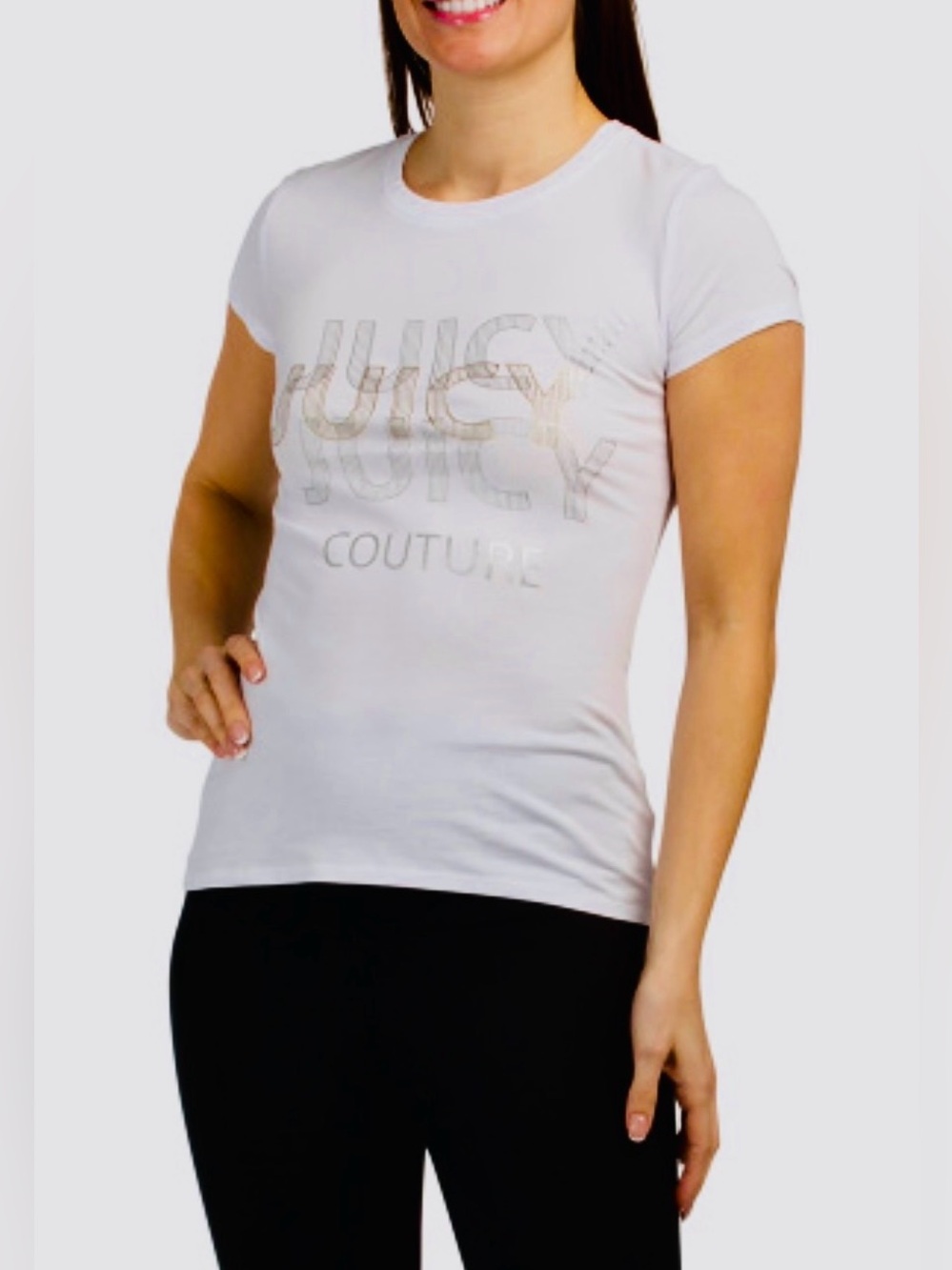 JUICY COUTURE NWT Women’s Short Sleeve Crew Neck Graphic Front Tee. Size: Medium - Picture 3 of 7